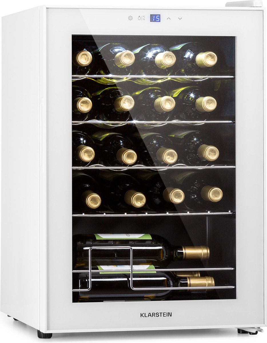 De Klarstein Shiraz 20 Uno Wijnkoelkast 53L Witglas in één oogopslag