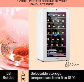 Klarstein Shiraz 28 Uno Wijnkoelkast 74L Witglas
