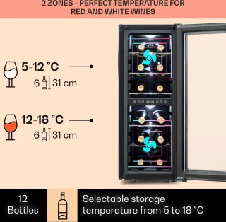 Klarstein Shiraz 29 Duo wijnkoelkast zwart 29 flessen