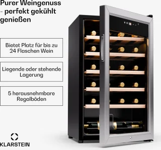 Klarstein Shiraz Premium Smart 24 Wijnkoelkast Zilver