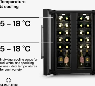 Klarstein Shiraz Wijnkoelkast 2-zones zwart
