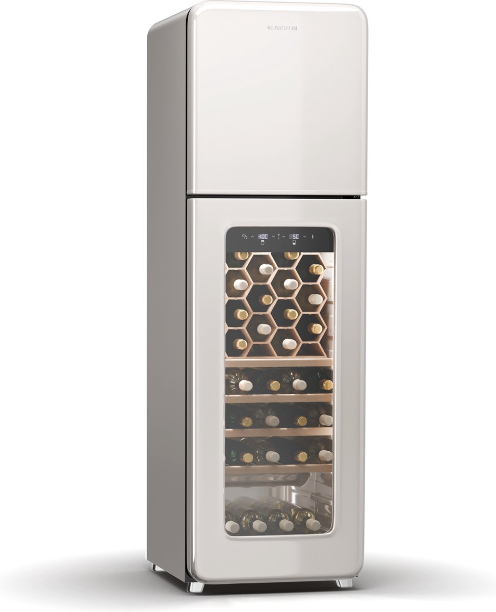 De Klarstein Shirley Wijnkoeler en Vriezer zilver in één oogopslag