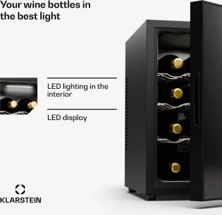 Klarstein Silent Vino 16 Uno Wijnkoelkast 16 Flessen Zwart