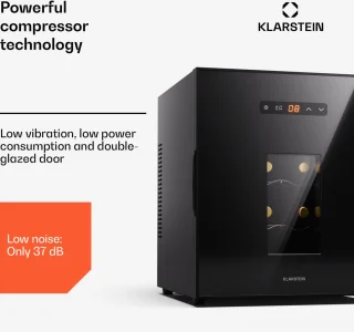 Klarstein Silent Vino 16 Uno Wijnkoelkast 16 Flessen Zwart