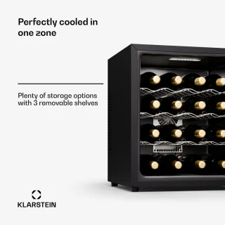 Klarstein Silent Vino 16 Uno Wijnkoelkast 16 Flessen Zwart