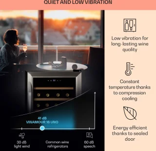 Klarstein Vinamour 16 Uno Wijnkoelkast Roestvrij staal