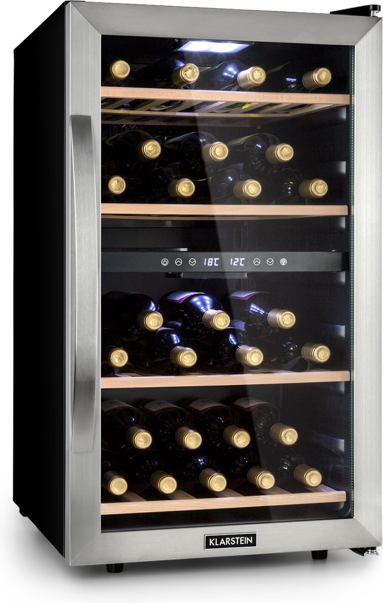 De Klarstein Vinamour 45 Duo Wijnkoelkast Roestvrij staal in één oogopslag