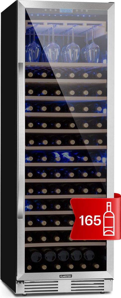 De Klarstein Vinovilla Grande 165 Inbouw Wijnkoelkast Zilver in één oogopslag