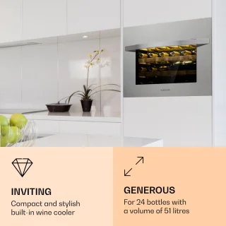 Klarstein Vinsider 24 Built-In Uno Inbouw Wijnkoelkast RVS 24 Flessen