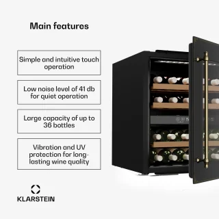 Klarstein Vinsider Victoria 36 Wijnkoelkast Zwart 36 Flessen