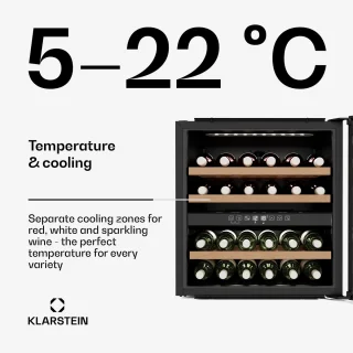 Klarstein Vinsider Victoria 36 Wijnkoelkast Zwart 36 Flessen