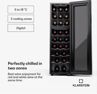 Klarstein Wijnkoelkast 2 Zones 24 Flessen Zwart