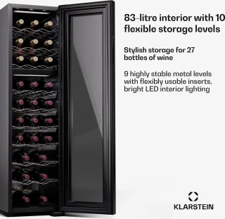 Klarstein Wijnkoelkast 2 Zones 27 Flessen Zwart