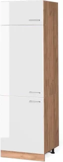 Koelkastombouw kast - hoogglans wit & eikenlook goud