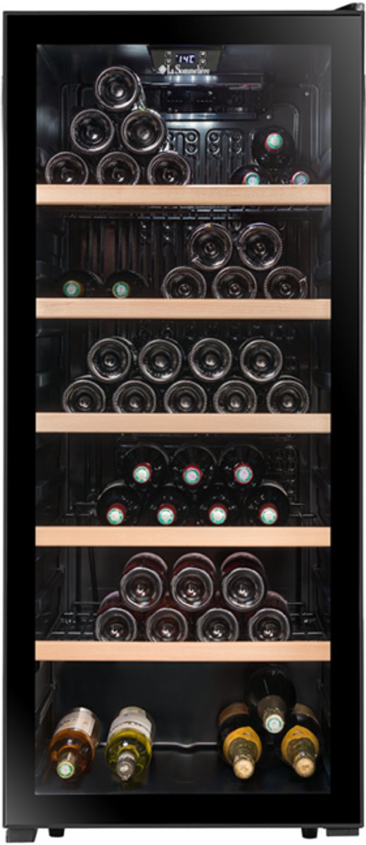 De La Sommelière LS117BLACK vrijstaande wijnkoelkast 1 zone 121 flessen in één oogopslag
