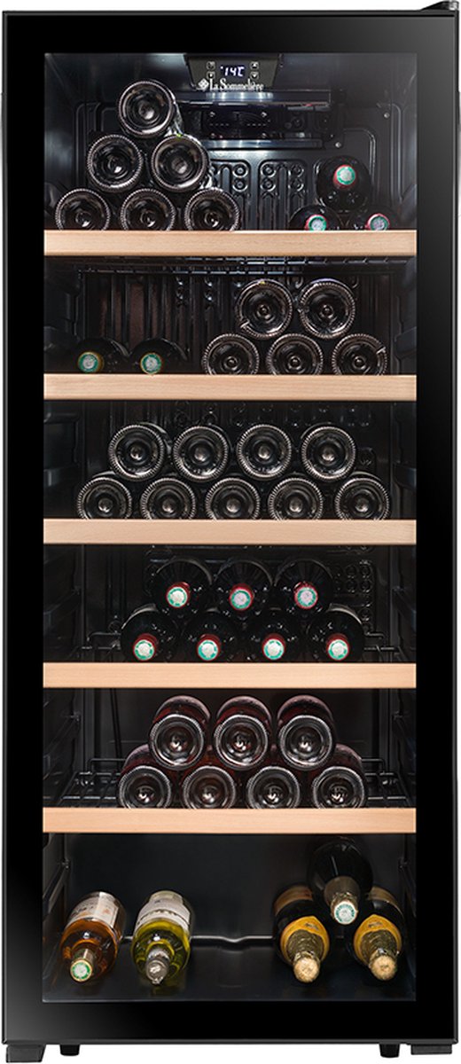 De La Sommelière SLS117BLACK Wijnserveerkast 1 zone 121 flessen in één oogopslag