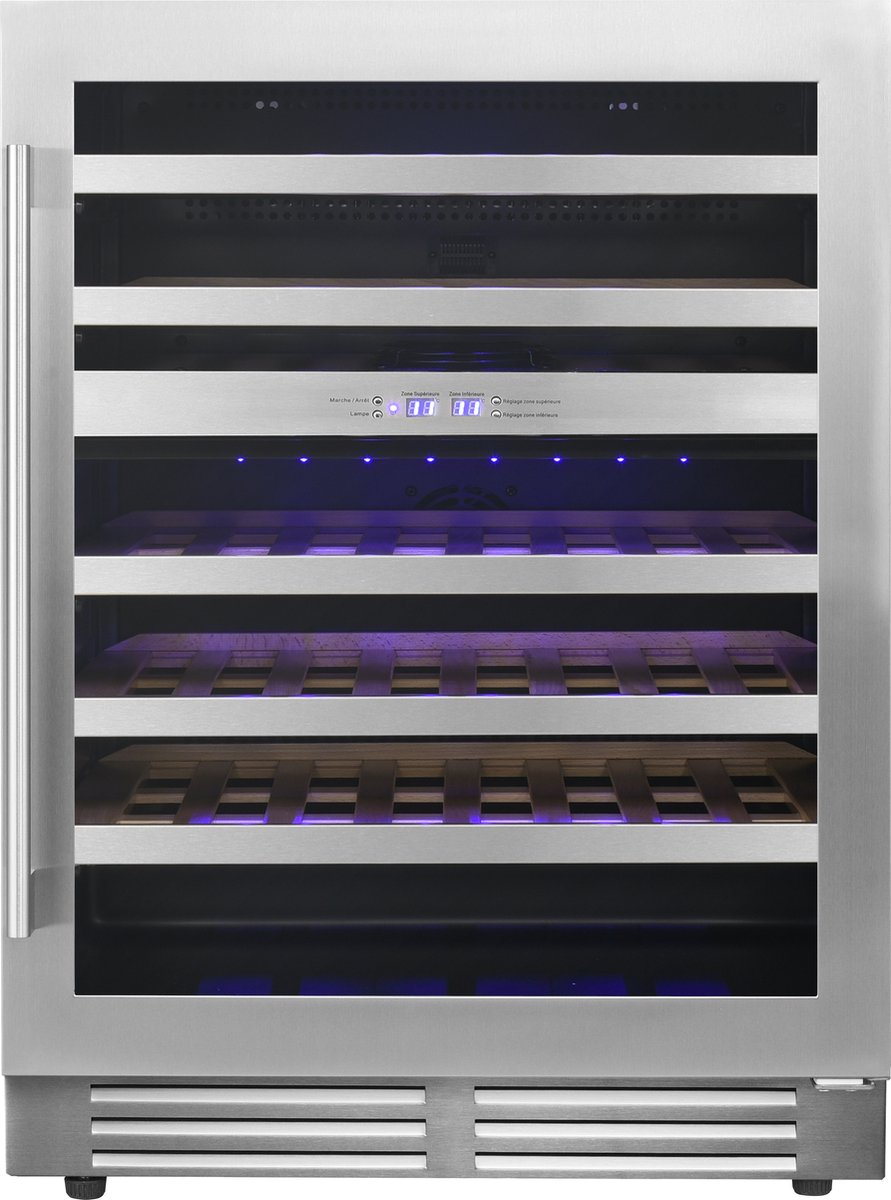 De Le Chai LB468 Wijnklimaatkast 2 Zones RVS 46 Flessen in één oogopslag