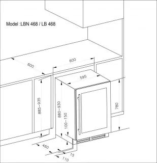 Le Chai LB468 Wijnklimaatkast 2 Zones RVS 46 Flessen