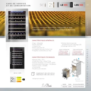 Le Chai LB555 Inbouw Wijnkoelkast RVS 50 flessen