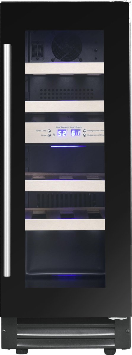 De Le Chai LBN 178 Wijnklimaatkast 2 zones zwart glas 17 flessen in één oogopslag