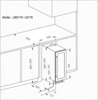 Le Chai LBN 178 Wijnklimaatkast 2 zones zwart glas 17 flessen