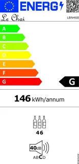 Le Chai LBN 468 Wijnklimaatkast 2 Zones Inbouw Zwart 60cm 46 Flessen
