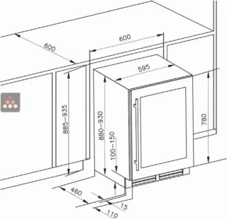 Le Chai LBN 468 Wijnklimaatkast 2 Zones Inbouw Zwart 60cm 46 Flessen