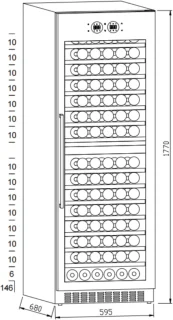 Le Chai LBN1710F Vrijstaande Wijnklimaatkast 171 Flessen 2 Zones