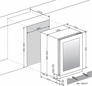 Le Chai LBN458PO Onderbouw Wijnkoelkast 2 Zone 45 Flaschen