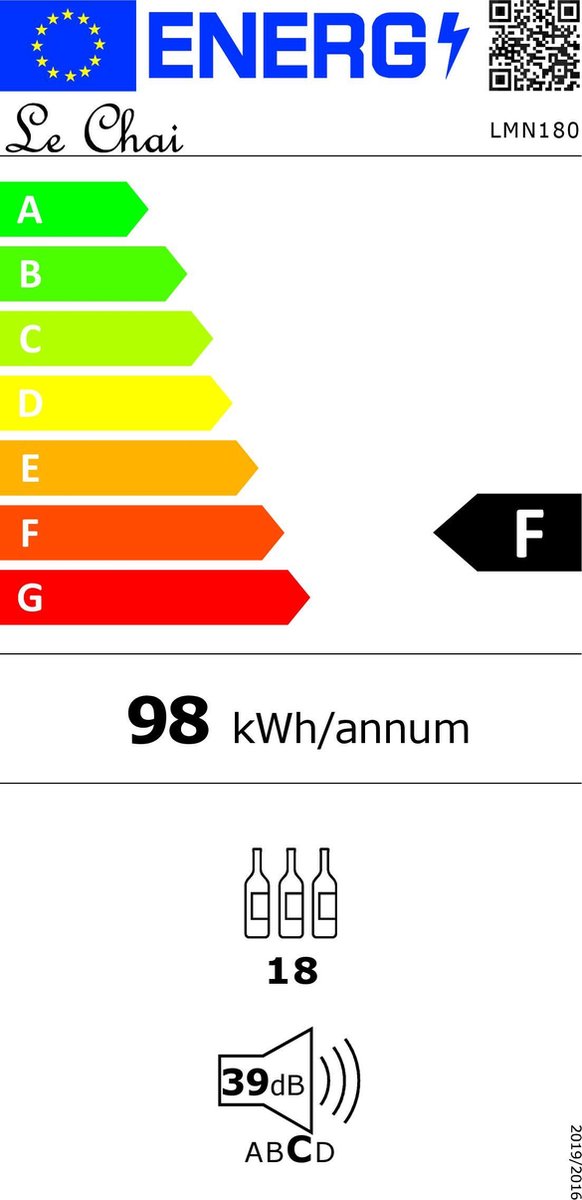 Wat vinden we goed aan de Le Chai LMN180 inbouw wijnkoelkast zwart 18 flessen