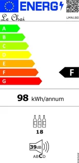 Le Chai LMN180 inbouw wijnkoelkast zwart 18 flessen
