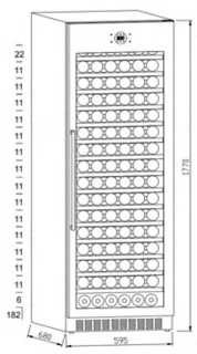 Le Chai LMN1820F Vrijstaande Wijnkoelkast 1 Zone Zwart Glas 182 Flessen