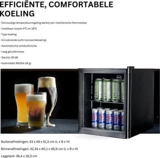 Luxe Wijnkoelkast Minibar 46L Zwart