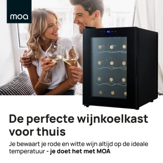 MOA Wijnkoelkast 12 Flessen Zwart Vrijstaand Inbouw