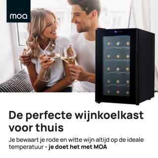 MOA Wijnkoelkast 15 Flessen Zwart Vrijstaand Inbouw