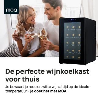 MOA Wijnkoelkast 15 Flessen Zwart Vrijstaand Inbouw