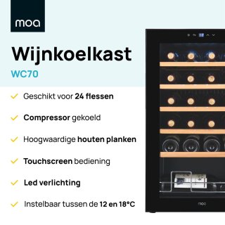 MOA Wijnkoelkast 24 Flessen Zwart Vrijstaand