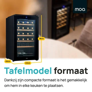 MOA Wijnkoelkast 24 Flessen Zwart Vrijstaand
