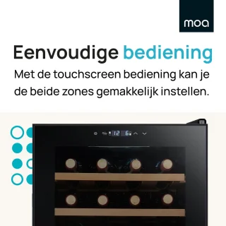 MOA Wijnkoelkast 28 Flessen 2 Zones Zwart