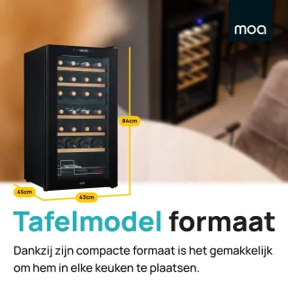 MOA Wijnkoelkast 28 Flessen 2 Zones Zwart