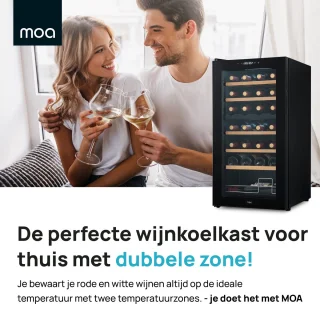 MOA Wijnkoelkast 28 Flessen 2 Zones Zwart