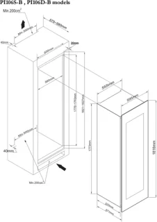 PeVino Inbouw Wijnklimaatkast 178 cm 2 Zones 101 Flessen