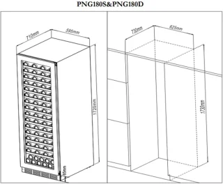 Pevino NG180 Wijnkoelkast 2 zones 150 flessen RVS front