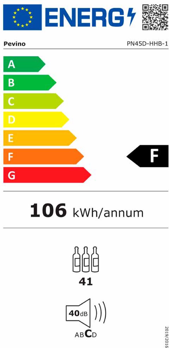Wat vinden we goed aan de Pevino Noble PN45S-HHB-1 41 flessen wijnklimaatkast zwart