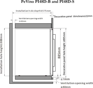 PeVino PI48D-S 42 Flessen Inbouw Wijnklimaatkast Zwart/RVS