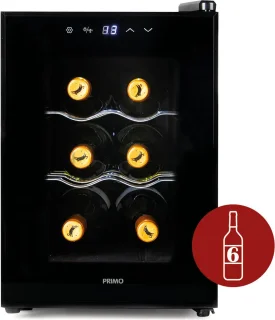 PRIMO PR168WK Wijnkoelkast 6 Flessen Zwart