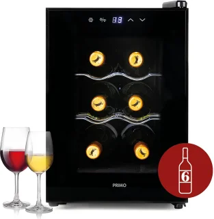 PRIMO PR168WK Wijnkoelkast 6 Flessen Zwart