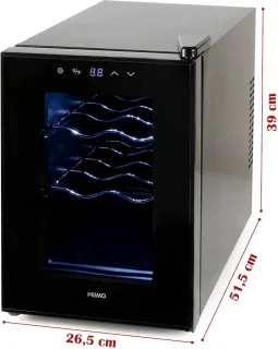 PRIMO PR168WK Wijnkoelkast 6 Flessen Zwart