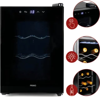 PRIMO PR168WK Wijnkoelkast 6 Flessen Zwart