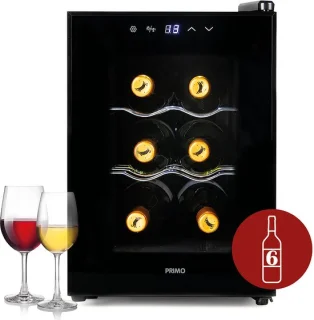 PRIMO PR168WK Wijnkoelkast 6 Flessen Zwart